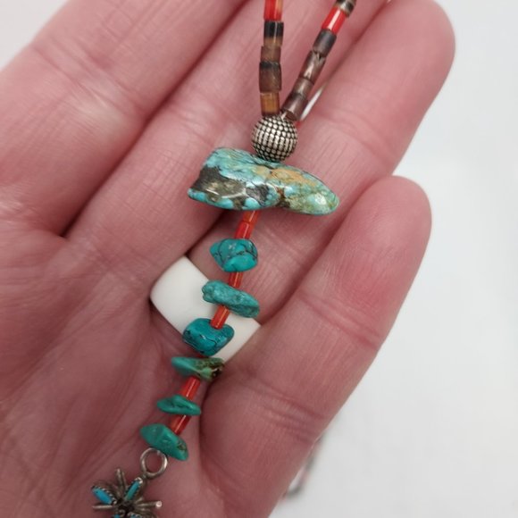 REAL vintage turquoise chunk 30"long lariat necklace - Picture 11 of 13